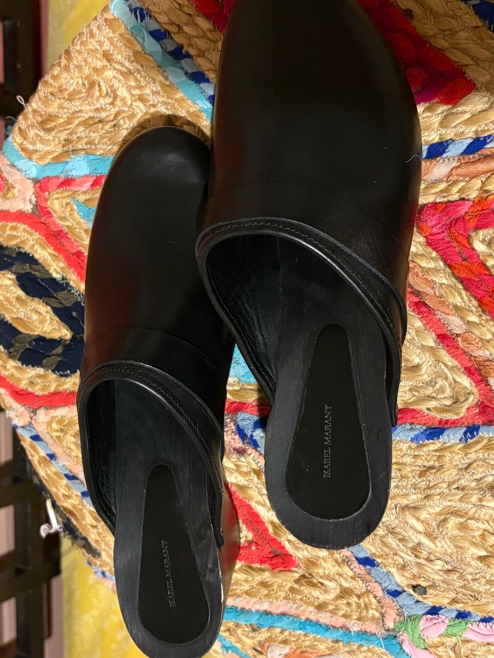 Isabel Marant Black Leather Mule Clogs